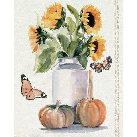 Autumn Sunflowers II White Modern Wood Framed Art Print by Parker, Jennifer Paxton