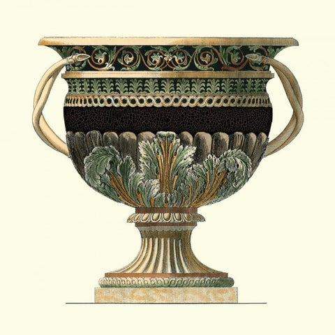 Crackled Large Giardini Urn II Black Modern Wood Framed Art Print with Double Matting by Giardini