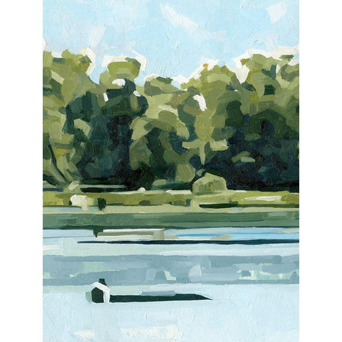 River Day II Black Modern Wood Framed Art Print with Double Matting by Caroline, Emma