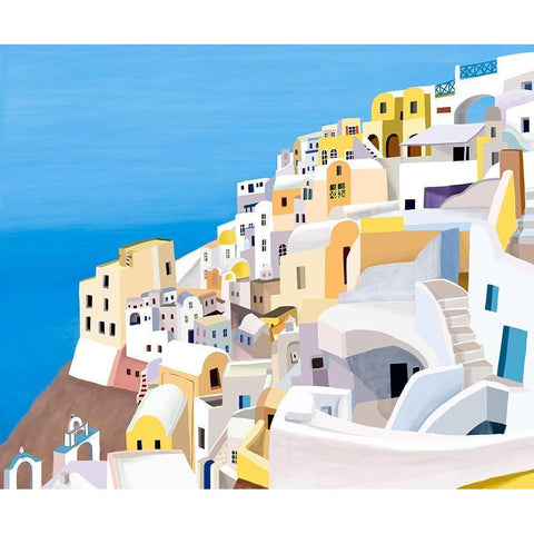 Greek Buildings II Black Modern Wood Framed Art Print with Double Matting by Daly, Carla