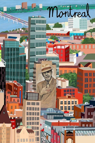 View from Above Montreal White Modern Wood Framed Art Print with Double Matting by Daly, Carla