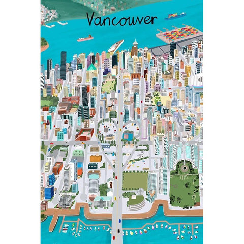 View from Above Vancouver Gold Ornate Wood Framed Art Print with Double Matting by Daly, Carla