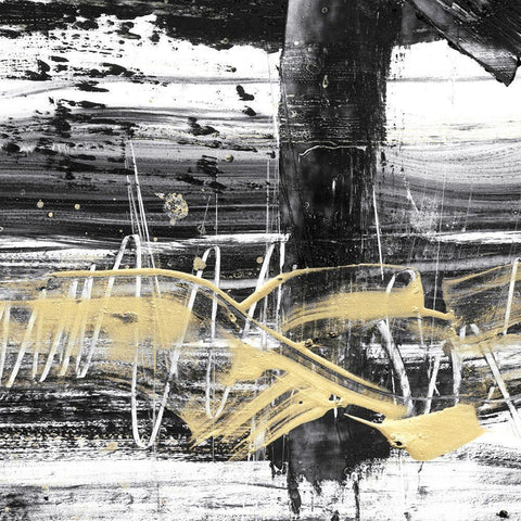 Gold Wave II Black Modern Wood Framed Art Print with Double Matting by Harper, Ethan