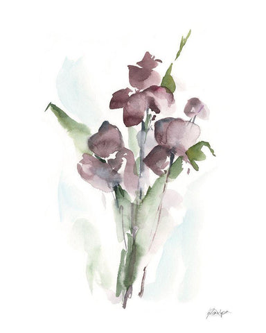 Plum Bouquet I White Modern Wood Framed Art Print with Double Matting by Harper, Ethan