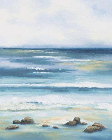 Blue Crush White Modern Wood Framed Art Print with Double Matting by Keusder, Danusia