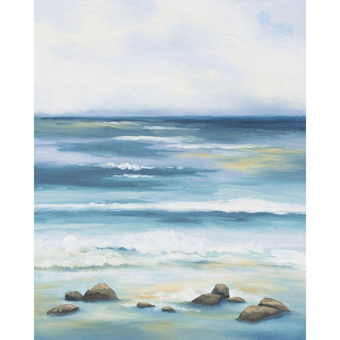 Blue Crush Black Modern Wood Framed Art Print by Keusder, Danusia