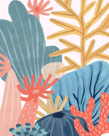 Paper Reef I Black Ornate Wood Framed Art Print with Double Matting by Vess, June Erica