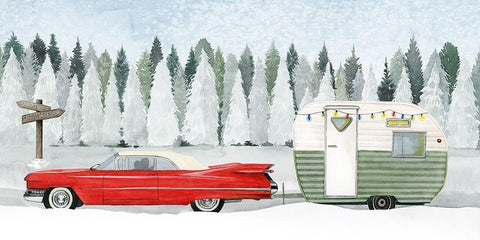 Holiday Roadtrip I White Modern Wood Framed Art Print with Double Matting by Popp, Grace