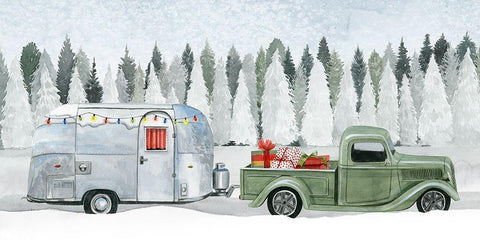 Holiday Roadtrip II White Modern Wood Framed Art Print with Double Matting by Popp, Grace