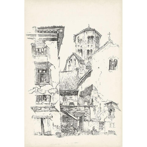 Vintage Italian Village II White Modern Wood Framed Art Print by Foust, Richard