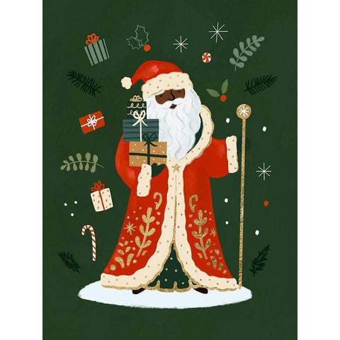 Little St. Nick I Black Modern Wood Framed Art Print by Barnes, Victoria