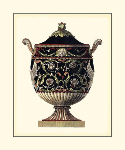 Antonini Clementino Urn IV Black Ornate Wood Framed Art Print with Double Matting by Antonini, Da Carlo