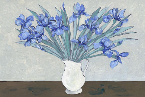 Van Gogh Irises I White Modern Wood Framed Art Print with Double Matting by Wang, Melissa