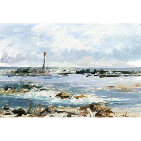 Rocky Shore Coastline I White Modern Wood Framed Art Print by Harper, Ethan