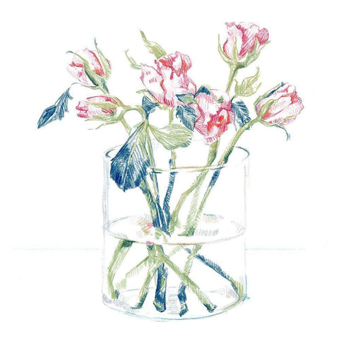 Hockney Roses I Gold Ornate Wood Framed Art Print with Double Matting by Caroline, Emma