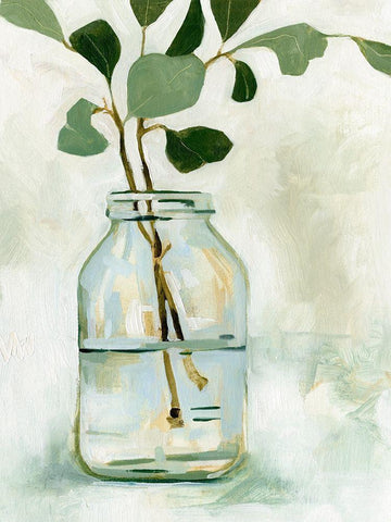 Eucalyptus Branch Still Life II Black Ornate Wood Framed Art Print with Double Matting by Caroline, Emma