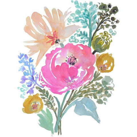 Flower Posy I Gold Ornate Wood Framed Art Print with Double Matting by Fields, Karen