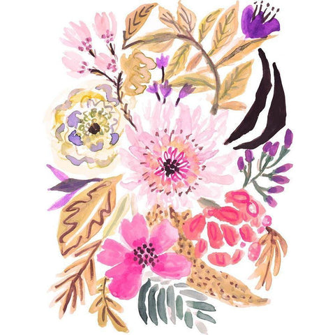 Flower Posy II Black Modern Wood Framed Art Print with Double Matting by Fields, Karen