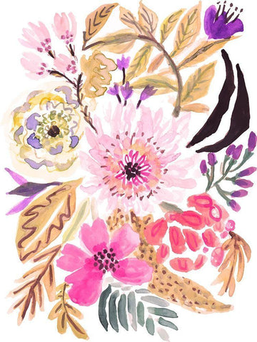 Flower Posy II Black Ornate Wood Framed Art Print with Double Matting by Fields, Karen