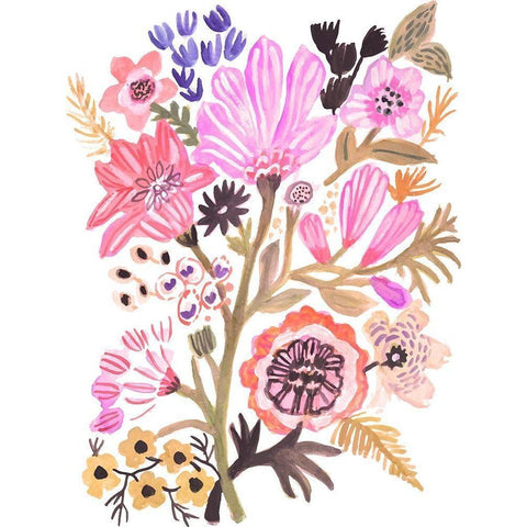 Flower Posy III Black Modern Wood Framed Art Print with Double Matting by Fields, Karen