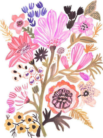 Flower Posy III Black Ornate Wood Framed Art Print with Double Matting by Fields, Karen