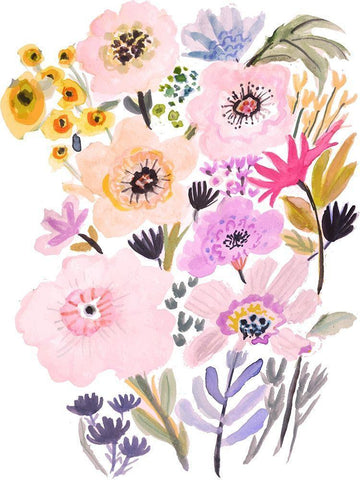 Flower Posy V Black Ornate Wood Framed Art Print with Double Matting by Fields, Karen