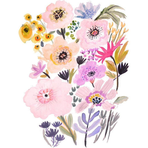 Flower Posy V Black Modern Wood Framed Art Print by Fields, Karen