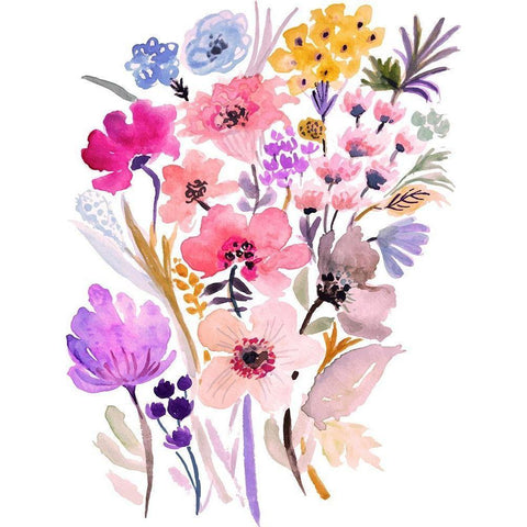 Flower Posy VI Black Modern Wood Framed Art Print with Double Matting by Fields, Karen