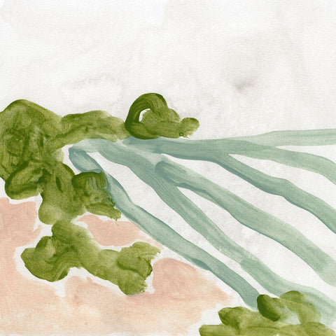 Landscape Cameo I White Modern Wood Framed Art Print with Double Matting by Vess, June Erica