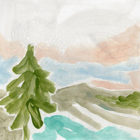 Landscape Cameo III Black Modern Wood Framed Art Print with Double Matting by Vess, June Erica