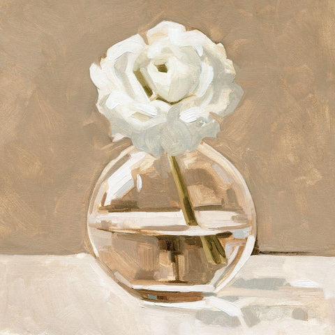 Neutral Bud Vase I White Modern Wood Framed Art Print with Double Matting by Caroline, Emma