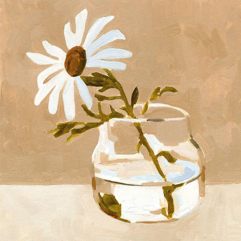 Solitary Daisy I White Modern Wood Framed Art Print by Caroline, Emma