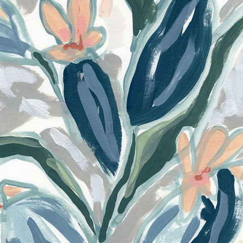 Expressive Garden II White Modern Wood Framed Art Print with Double Matting by Vess, June Erica