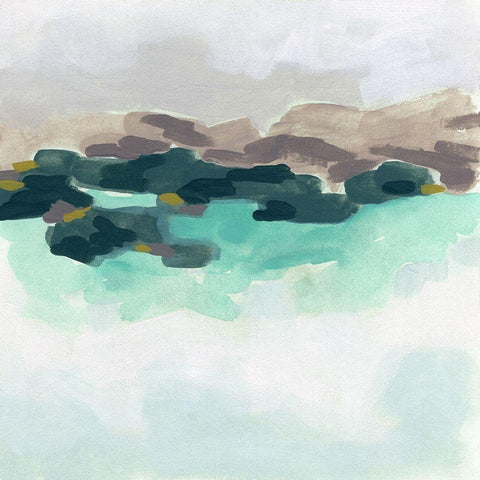 Sea Glass Coast I White Modern Wood Framed Art Print with Double Matting by Vess, June Erica