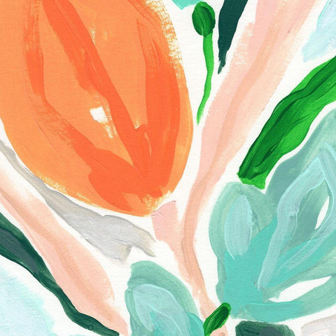 Primal Flora IV White Modern Wood Framed Art Print with Double Matting by Vess, June Erica