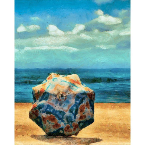 Beach Umbrella III Black Modern Wood Framed Art Print by Saunders, Alonzo