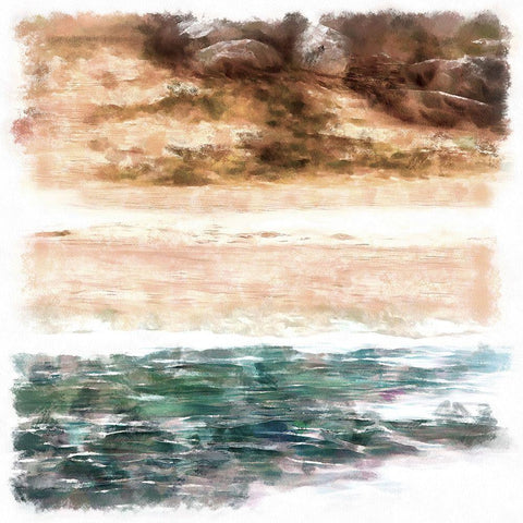Beachside II White Modern Wood Framed Art Print with Double Matting by Saunders, Alonzo
