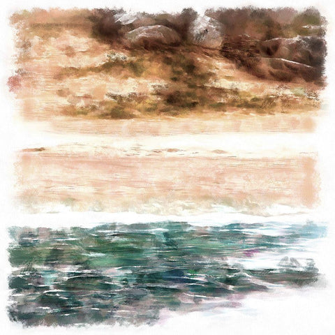Beachside II Gold Ornate Wood Framed Art Print with Double Matting by Saunders, Alonzo