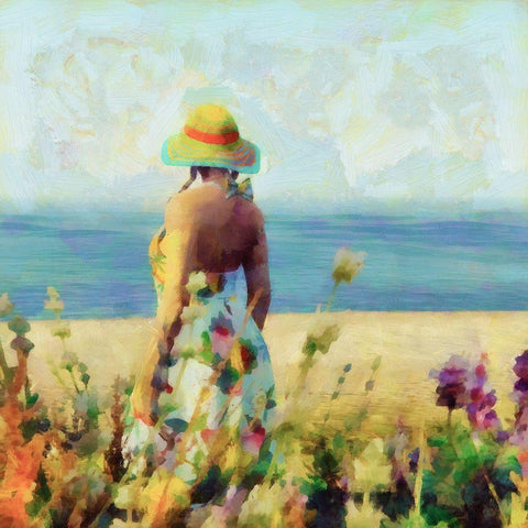 Morning Meadow Stroll I White Modern Wood Framed Art Print with Double Matting by Saunders, Alonzo