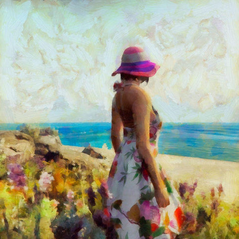 Morning Meadow Stroll II Black Modern Wood Framed Art Print by Saunders, Alonzo