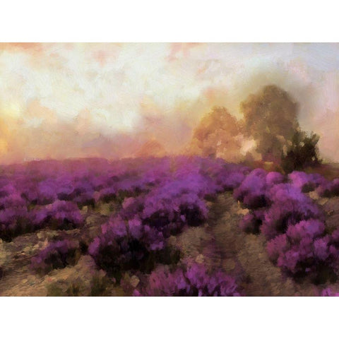 Purple Countryside I White Modern Wood Framed Art Print by Saunders, Alonzo
