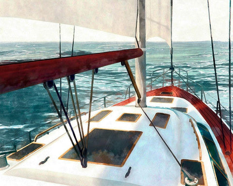 Sailing the Seas I Black Ornate Wood Framed Art Print with Double Matting by Saunders, Alonzo