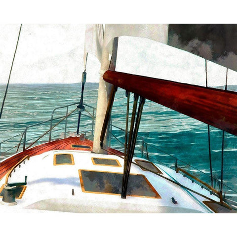 Sailing the Seas II White Modern Wood Framed Art Print by Saunders, Alonzo