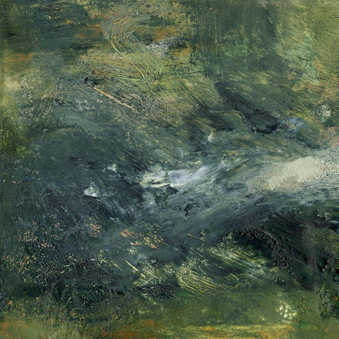 Encaustic Tile in Green IV Gold Ornate Wood Framed Art Print with Double Matting by Gordon, Sharon