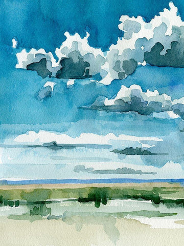 Western Skies I White Modern Wood Framed Art Print with Double Matting by Caroline, Emma