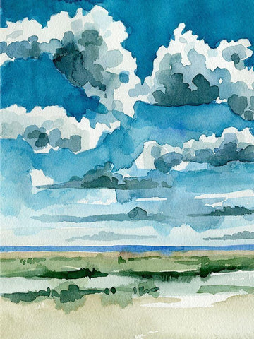 Western Skies II White Modern Wood Framed Art Print with Double Matting by Caroline, Emma