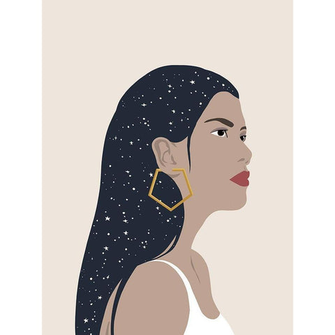 Heavenly Hair II Black Modern Wood Framed Art Print with Double Matting by Warren, Annie