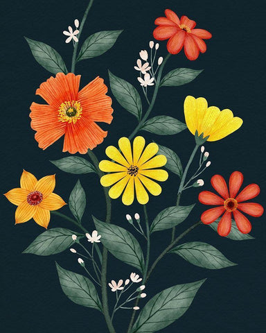 Bright Vines II Black Ornate Wood Framed Art Print with Double Matting by Popp, Grace