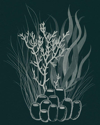 Underwater Bouquet II White Modern Wood Framed Art Print with Double Matting by Popp, Grace