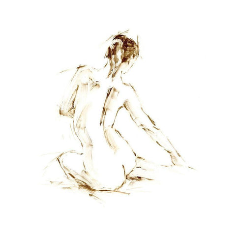 Drybrush Figure Study I White Modern Wood Framed Art Print by Harper, Ethan